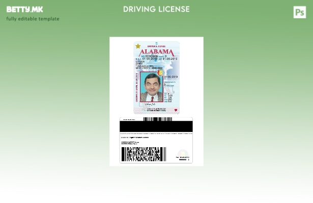 модерен стил САД Алабама возачка дозвола под шаблон